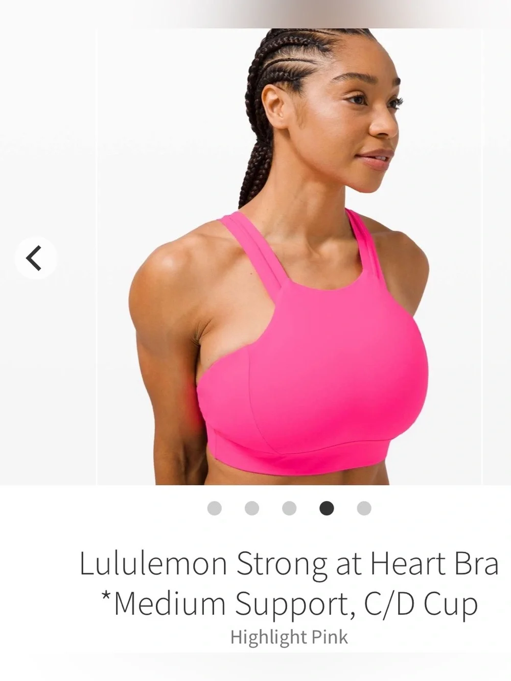 NWOT lululemon athletica Strong at Heart Bra - Highlight Pink for C/D cup. M.